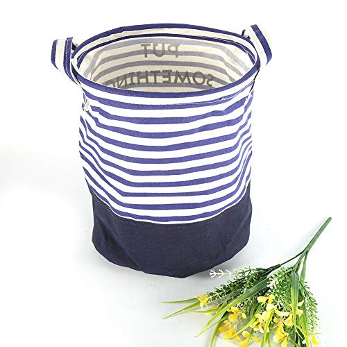 Storage Hamper, Cloth Laundry Hamper, Portable Laundry Hamper, Laundry Basket, for Magazines Home Storage Home Organization Clothes(Blue Stripes)