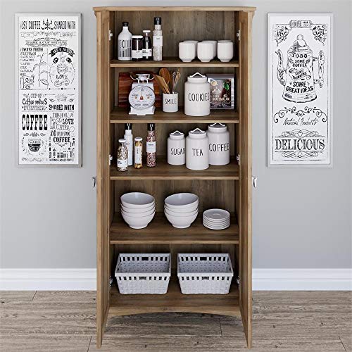 Bush Furniture Salinas Kitchen Pantry Cabinet with Doors, Reclaimed Pine