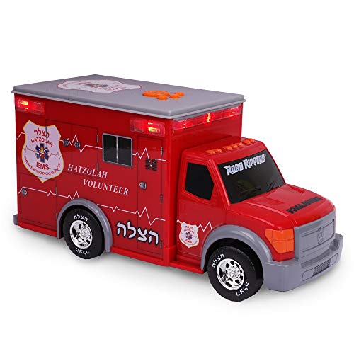 Playkidz Motorized Ambulance Toy Truck for Kids with Light & Siren, Heavy Duty Plastic Electric Rescue Vehicle Toy for Kids & Toddlers