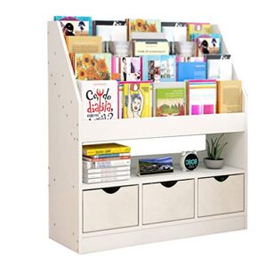 multilayer magazine rack newspaper holder drawer book shelf storage rack freestanding display rack materials household 90x30x100cm mumujin (color : white)