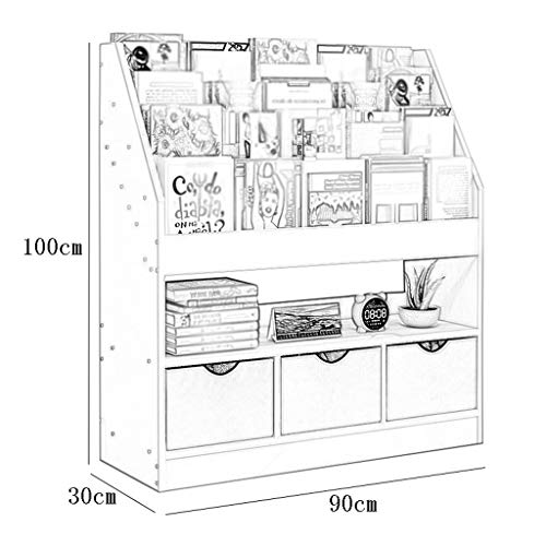 Multilayer Magazine Rack Newspaper Holder Drawer Book Shelf Storage Rack Freestanding Display Rack Materials Household 90X30X100CM MUMUJIN (Color : White)