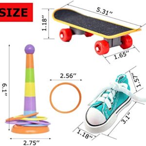 Parrot Toys 7PCS, Mini Shopping Cart - Training Rings - Skateboard, Shoes and Ball - Parrot Standing Training Toys Parrot Intelligence Toy for Budgie Parakeet Cockatiel Bird Toy Part (Color Random)