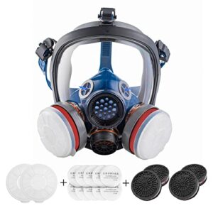 full face reuable respirator mask suit,for shield particulate organic vapor with filter gas mask(includes 4 filter cartridges
