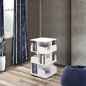 kings brand furniture - 3-tier revolving bookcase bookshelf, media storage cabinet, white