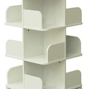 Kings Brand Furniture - 3-Tier Revolving Bookcase Bookshelf, Media Storage Cabinet, White