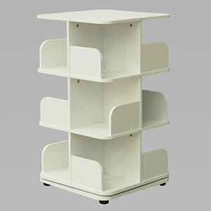 Kings Brand Furniture - 3-Tier Revolving Bookcase Bookshelf, Media Storage Cabinet, White