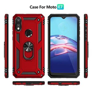 YZOK Compatible with Moto E 2020 case,Motorola E case,with HD Screen Protector,[Military Grade] Ring Car Mount Kickstand Hybrid Hard PC Soft TPU Shockproof Protective Case for Motorola Moto E (Red)