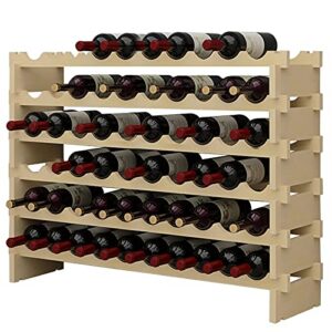 dlandhome 60 bottle capacity stackable storage wine rack 6-tier standing bottles wood storage shelf dus-by-ws002
