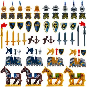 miutrue medieval weapons accessories knights block toy with figures (10 sets weapons & 4 sets horses & 10 figures)