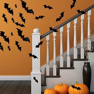 Halloween Decor 3D Bats,4 Different Sizes DIY Halloween Decorations Bat Stickers,PVC Cute Realistic Bats for Indoor,Porch,Front Door,Bedroom,and Office Halloween Party Supplies