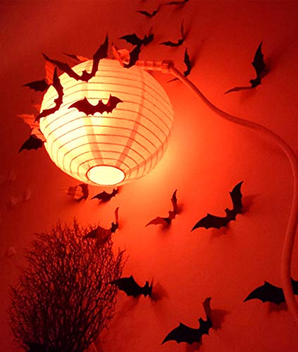 Halloween Decor 3D Bats,4 Different Sizes DIY Halloween Decorations Bat Stickers,PVC Cute Realistic Bats for Indoor,Porch,Front Door,Bedroom,and Office Halloween Party Supplies