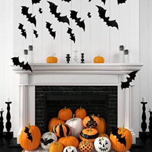 Halloween Decor 3D Bats,4 Different Sizes DIY Halloween Decorations Bat Stickers,PVC Cute Realistic Bats for Indoor,Porch,Front Door,Bedroom,and Office Halloween Party Supplies