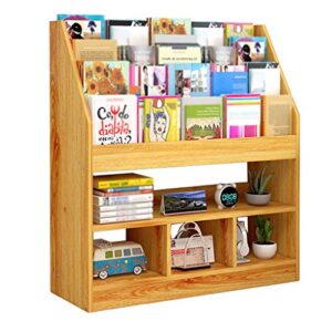 book shelf magazine rack newspaper holder multilayer storage rack freestanding display rack materials robust home 90x30x100cm mumujin (color : b)