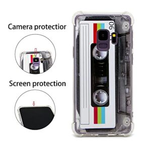 FAteamll Case for Galaxy S9,with Reinforced Corners TPU Soft Bumper Retro Cassette Tape Case Compatible with Samsung Galaxy S9