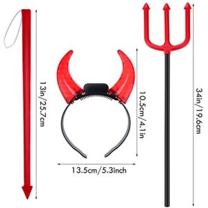 Halloween Devil Costume Red Light up LED Devil Headband Halloween Devil Costume Set Devil Tail Devil Fork