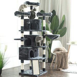 Hey-brother XL Size Cat Tree, 73.4 inch Cat Tower with 3 Caves, 3 Cozy Perches, Scratching Posts, Board, Activity Center Stable for Kitten/Gig Cat