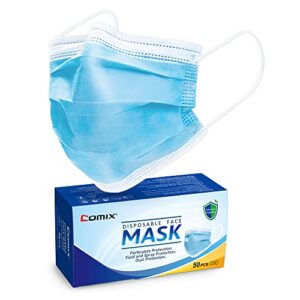 comix disposable face-masks with 3-layer adult masks, l707 pack of 50