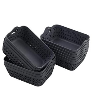 eudokkyna mini grey storage basket tray, 12-pack plastic storage tray