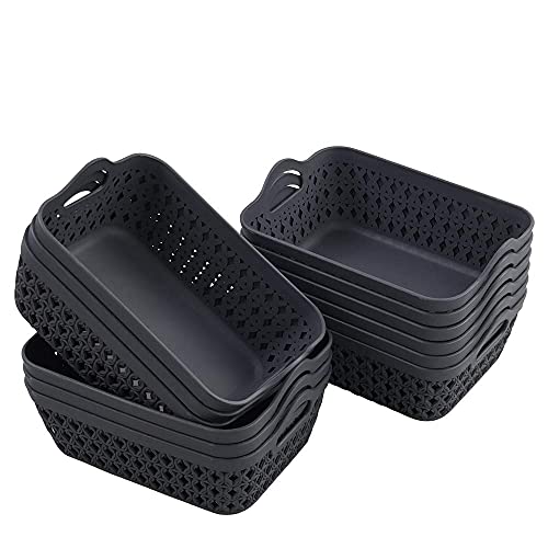 EudokkyNA Mini Grey Storage Basket Tray, 12-pack Plastic Storage Tray