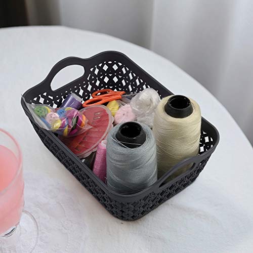 EudokkyNA Mini Grey Storage Basket Tray, 12-pack Plastic Storage Tray