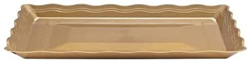 Kingzak Plastic Rectangular Wave Serving Tray - 18” x 12” | Gold | Pack of 1 (Model: 62961)