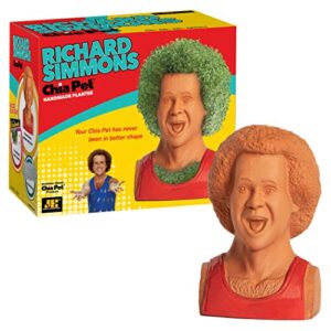 chia pet richard simmons with seed pack, decorative pottery planter, easy to do and fun to grow, novelty gift, perfect for any occasion