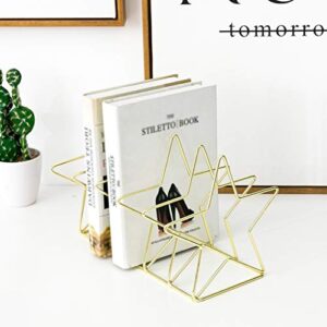 Newspaper Rack Magazine Rack Book Shelf Bookend Storage Rack Metal Wire Letter Rack Display Stand Desk Office 26X18X17.5CM MUMUJIN (Color : Gold)