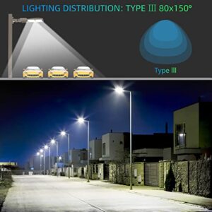 NUOGUAN 320W LED Parking Lot Lights 44800LM UL DLC Listed 5000K LED Shoebox Light Pole Lights Slip Fitter AC100-277V IP65 Waterproof Outdoor Commercial Area Lighting for Driveway Roadway