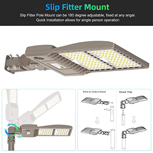 NUOGUAN 320W LED Parking Lot Lights 44800LM UL DLC Listed 5000K LED Shoebox Light Pole Lights Slip Fitter AC100-277V IP65 Waterproof Outdoor Commercial Area Lighting for Driveway Roadway