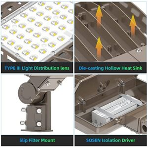 NUOGUAN 320W LED Parking Lot Lights 44800LM UL DLC Listed 5000K LED Shoebox Light Pole Lights Slip Fitter AC100-277V IP65 Waterproof Outdoor Commercial Area Lighting for Driveway Roadway