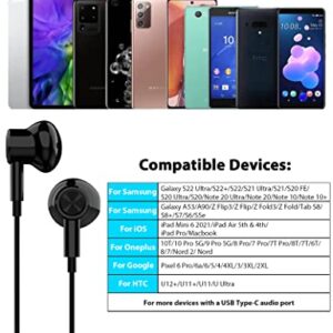 APETOO USB C Headphones for Samsung S22 S23 Ultra S21 S20 FE A53 Note 10 Plus,Magnetic USB Type C Earphones Wired Earbuds with Mic HiFi Stereo Noise Canceling for iPad Pro Pixel 7 6 Pro 6a 5 OnePlus 9