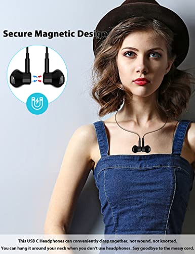 APETOO USB C Headphones for Samsung S22 S23 Ultra S21 S20 FE A53 Note 10 Plus,Magnetic USB Type C Earphones Wired Earbuds with Mic HiFi Stereo Noise Canceling for iPad Pro Pixel 7 6 Pro 6a 5 OnePlus 9