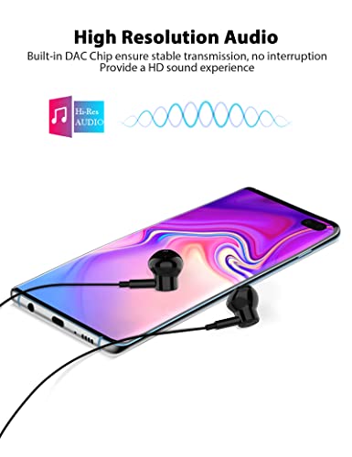 APETOO USB C Headphones for Samsung S22 S23 Ultra S21 S20 FE A53 Note 10 Plus,Magnetic USB Type C Earphones Wired Earbuds with Mic HiFi Stereo Noise Canceling for iPad Pro Pixel 7 6 Pro 6a 5 OnePlus 9