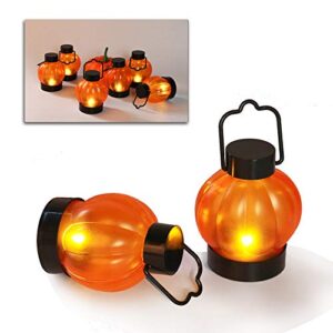 image flickering pumpkin lantern tea lights 12 pack flickering led pumpkin lights with battery operated flameless pumpkin tealight candles for halloween, christmas, thanksgiving and theme parties