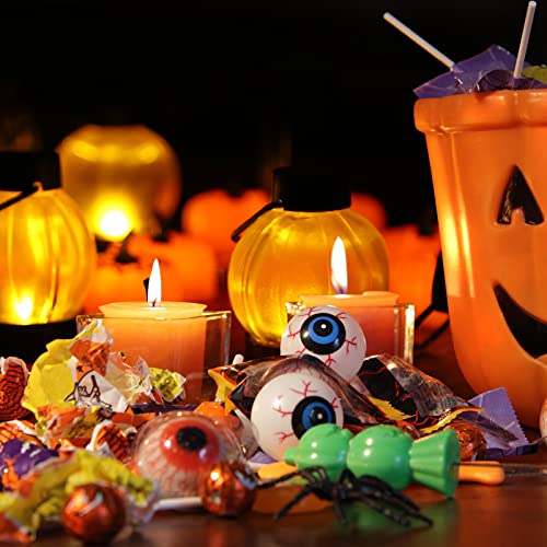 IMAGE Flickering Pumpkin Lantern Tea Lights 12 Pack Flickering LED Pumpkin Lights with Battery Operated Flameless Pumpkin Tealight Candles for Halloween, Christmas, Thanksgiving and Theme Parties