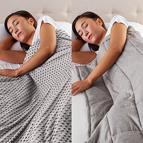 Amazon Basics Weighted Blanket with Minky Duvet Cover - 12 Pound, 48 x 72-Inch, Dark Grey/Grey