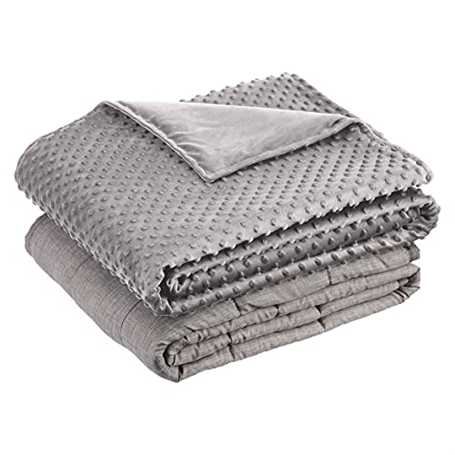 Amazon Basics Weighted Blanket with Minky Duvet Cover - 12 Pound, 48 x 72-Inch, Dark Grey/Grey