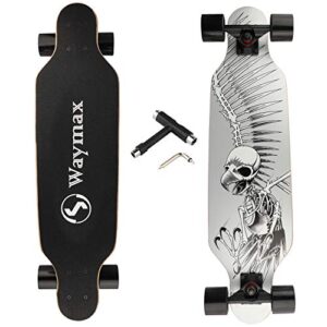 longboard skateboard complete - 31 inch pro small longboard for hybrid, freestyle, carving, cruising and downhill with all-in-one t-tool
