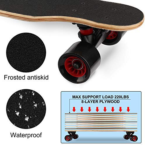 Longboard Skateboard Complete - 31 Inch Pro Small Longboard for Hybrid, Freestyle, Carving, Cruising and Downhill with All-in-one T-Tool