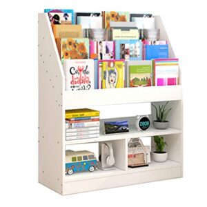 freestanding magazine rack newspaper holder multilayer book shelf storage rack display rack materials robust office home mumujin (color : white, size : 80x30x100cm)