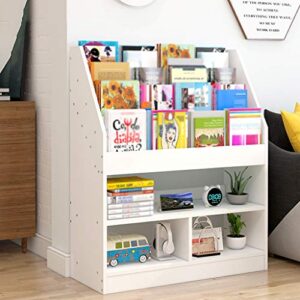 Freestanding Magazine Rack Newspaper Holder Multilayer Book Shelf Storage Rack Display Rack Materials Robust Office Home MUMUJIN (Color : White, Size : 80X30X100CM)