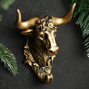 bronze bull head wall hook hanger - animal shape rustic bronze decorative wall sculpture cow decor