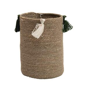 creative co-op hand-woven seagrass bottle holder baskets, green