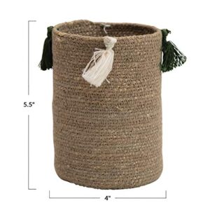 Creative Co-Op Hand-Woven Seagrass Bottle Holder Baskets, Green