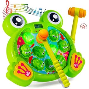 play22 whack a frog game - interactive whack a frog game for toddler, learning, active, early developmental toy, fun gift boys and girls, 2 hammers included - original