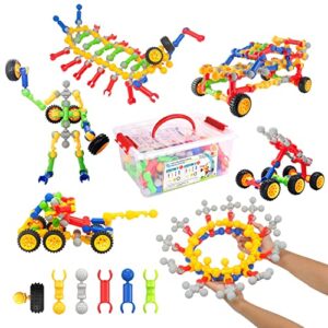 shunlam building blocks for kids, 170 pcs stem toys for boys and girls, safe and creative toy for age 3+, educational activities