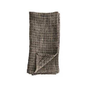 Bloomingville Natural and Black Oversized Woven Linen Tea Towel