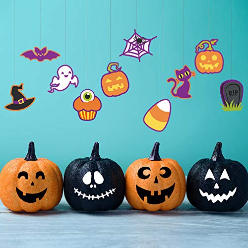 60 Pieces Halloween Cut Out Accents Colorful Mini Halloween Cutouts Paper Decorations Versatile DIY Pumpkins Ghosts Cutouts for Fall Bulletin Board Classroom School Halloween Party