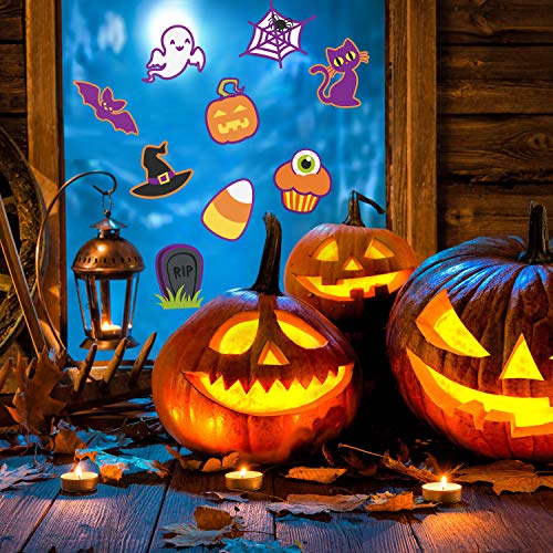 60 Pieces Halloween Cut Out Accents Colorful Mini Halloween Cutouts Paper Decorations Versatile DIY Pumpkins Ghosts Cutouts for Fall Bulletin Board Classroom School Halloween Party