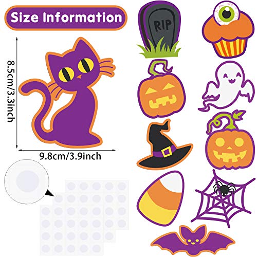 60 Pieces Halloween Cut Out Accents Colorful Mini Halloween Cutouts Paper Decorations Versatile DIY Pumpkins Ghosts Cutouts for Fall Bulletin Board Classroom School Halloween Party